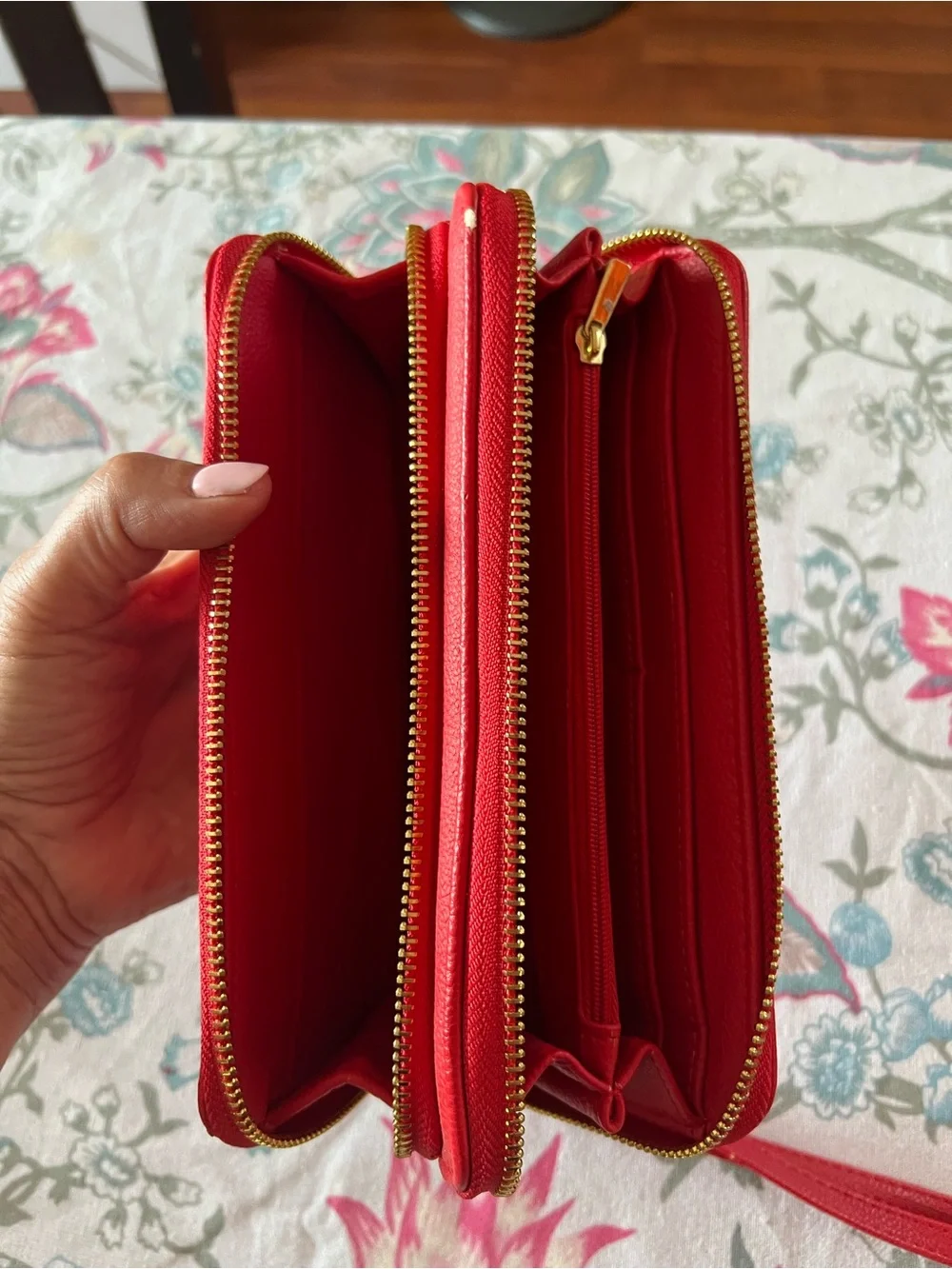 Red Women's Zip-Around Wristlet Wallet
